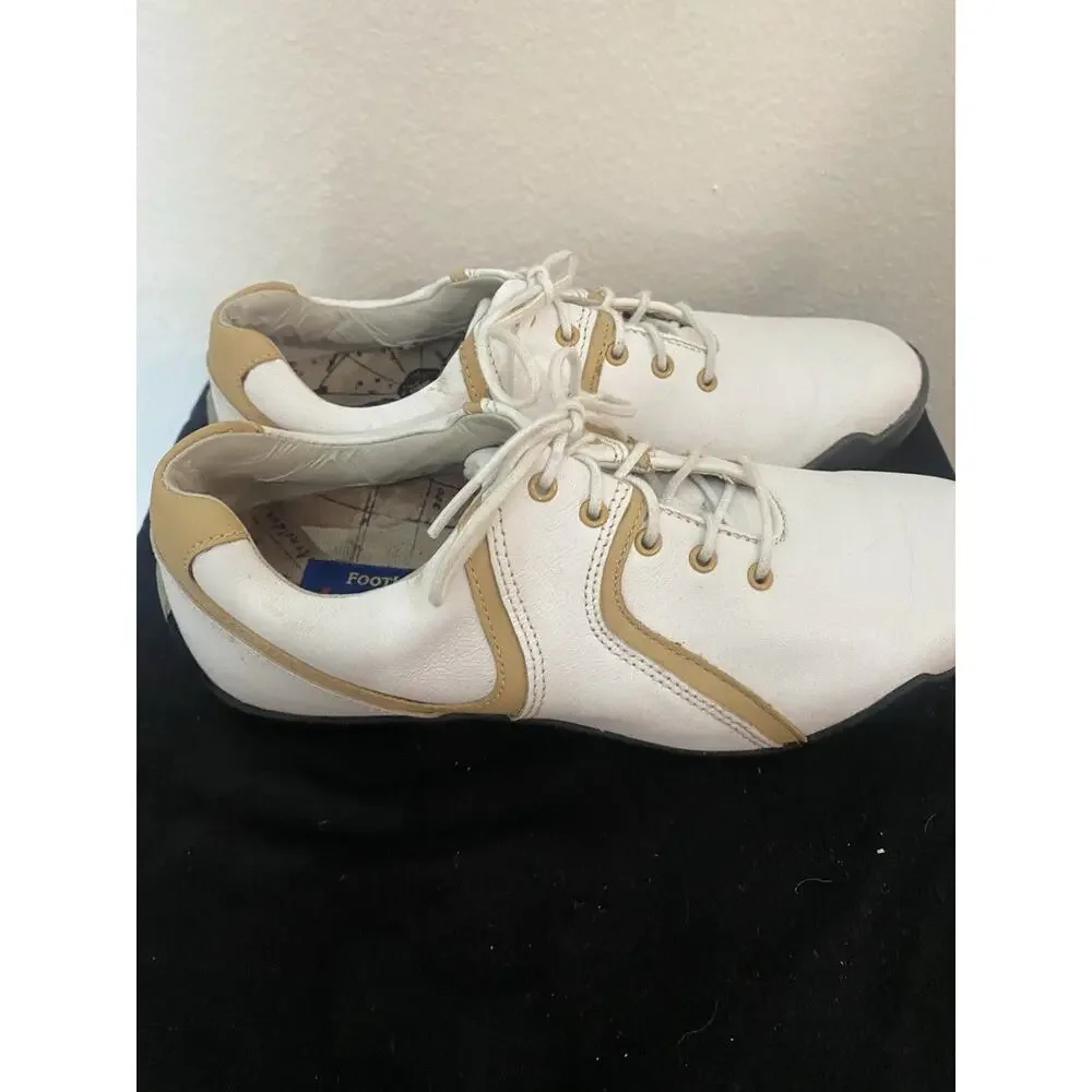 CLOSET CLEAN OUT Footjoy LoPro Collection Womens Golf Shoes Cleats White/Tan 6M